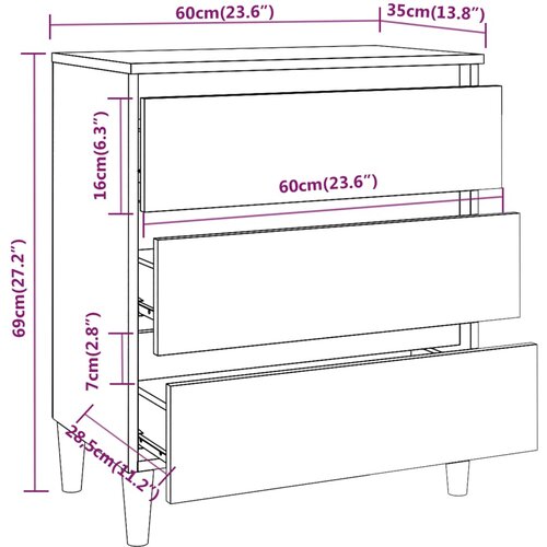  Komoda boja dimljenog hrasta 60 x 35 x 69 cm konstruirano drvo Slike