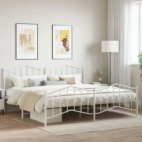Metalni Kovinski posteljni okvir z vzglavjem in vznožjem bel 193x203 cm
