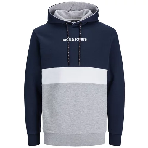 Jack & Jones Sweater majica mornarsko plava / siva melange / bijela