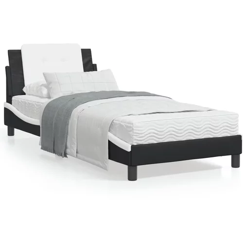 vidaXL Okvir kreveta s LED svjetlom crno-bijeli 90x190 cm umjetna koža