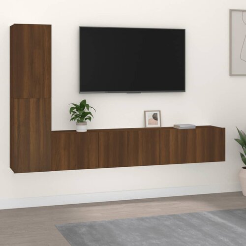The Living Store Komplet TV omaric 4-delni rjav hrast inženirski les - Komplet TV Omaric, (21374076) Cene