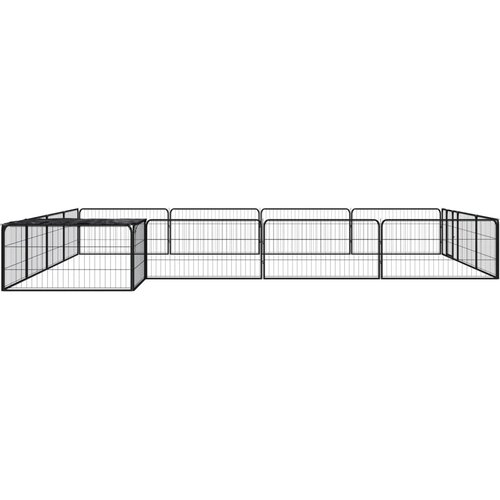  Ograda za pse s 16 panela crna 100 x 50 cm čelik obložen prahom Slike