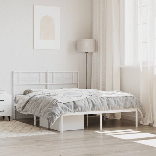  The Living Store Kovinski posteljni okvir z vzglavjem bel 120x190 cm - Posteljni Okvir, (21450211) Slike
