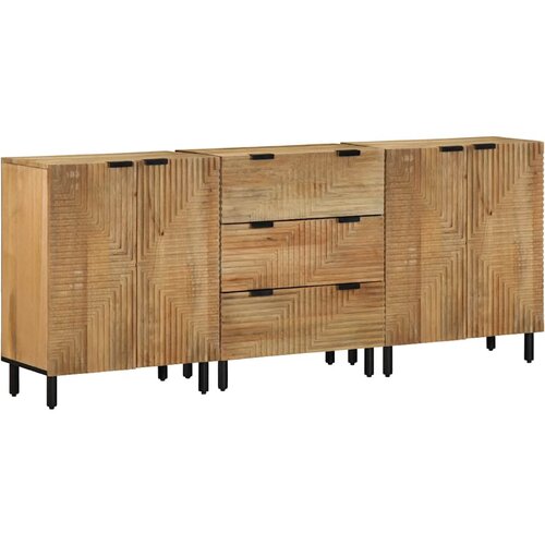 vidaXL 3 kosi kredence Brown 60x33x75 cm masivni les Mango Cene