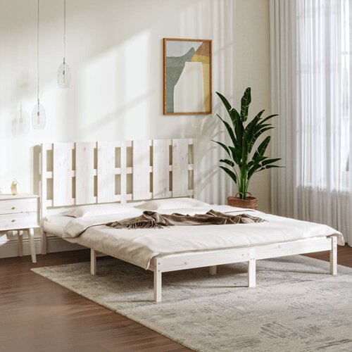 The Living Store Posteljni okvir bel iz trdnega lesa 150x200 cm - Posteljni Okvir, (21438682) Cene