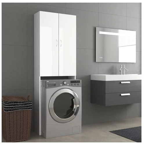  Omara za pralni stroj visok sijaj bela 64x25,5x190 cm