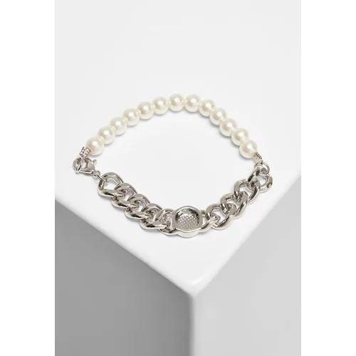 Urban Classics Accessoires Pearl bracelet with flat chain silver