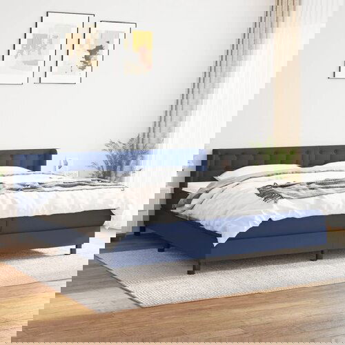 The Living Store Box spring postelja z vzmetnico modra 200x200 cm blago - Box Spring Postelja, (21512614) Cene