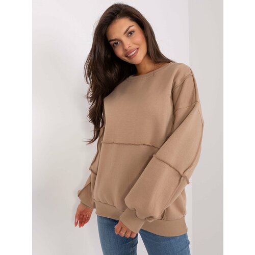 Fashion Hunters Dark beige insulated hooded sweatshirt Slike