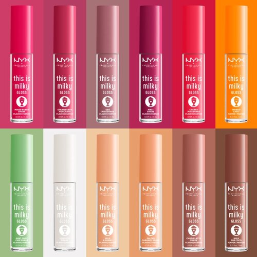 NYX Professional Makeup This is Milky Gloss Milkshakes vlažilni sijaj za ustnice odi&amp;scaron;avljen odtenek 13 Cherry Milkshake 4 ml Slike