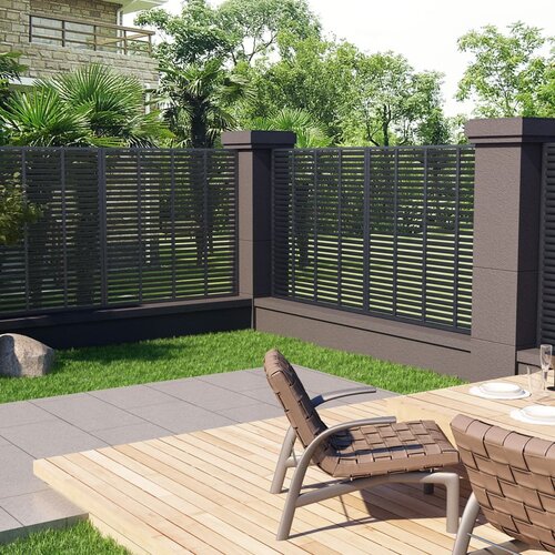 vidaXL Ograja z vodoravnimi letvami WPC 180x180 cm siva Cene