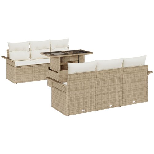 vidaXL 7 delni vrtna sofa set z blazinami bež poli ratan Cene