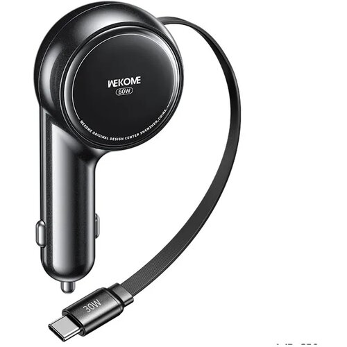 WEKOME WP-C50 Punjač za Auto sa flat Kablom na uvlčenje 3.1 tip C 60W, crni Slike