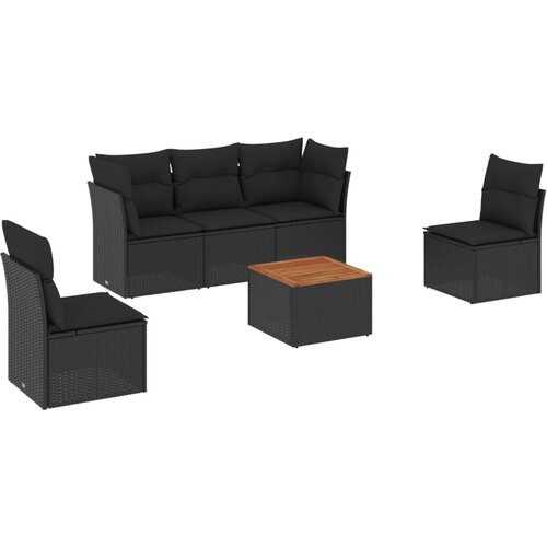 Maison Chic Seti vrtnega pohištva - Vrtna garnitura - Vrtni pohištvo set 6-delna z blazinami črna poli ratan, (21808489) Cene