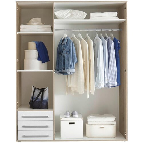 Modern Living omara s klasičnimi vrati lyss, bela, hrast, 155 cm Slike