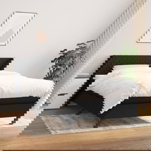 VidaXL Krevet s oprugama i madracem crni 100 x 200 cm od tkanine Slike