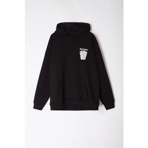 Trendyol Black Oversize Hooded Plus Size Sweatshirt