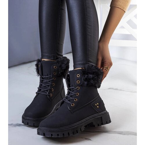 Gemre Black insulated ankle boots with fur Brigi Cene