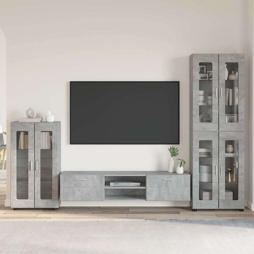  Set TV komoda FLORIN 3 kom. Betonski sivi Konstruirano drvo Cene