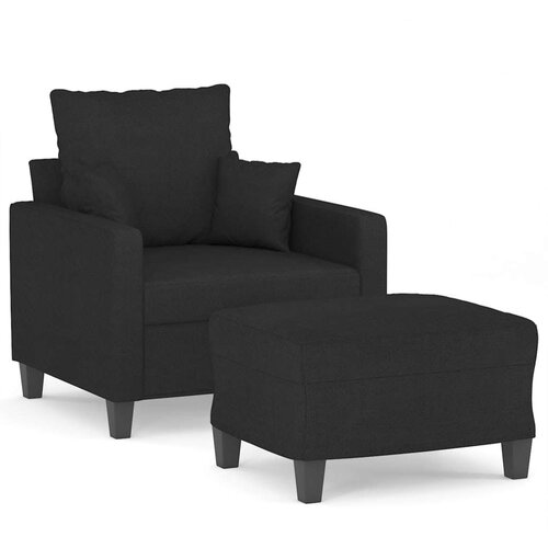 vidaXL Fotelja s tabureom crna 60 cm od tkanine Cene