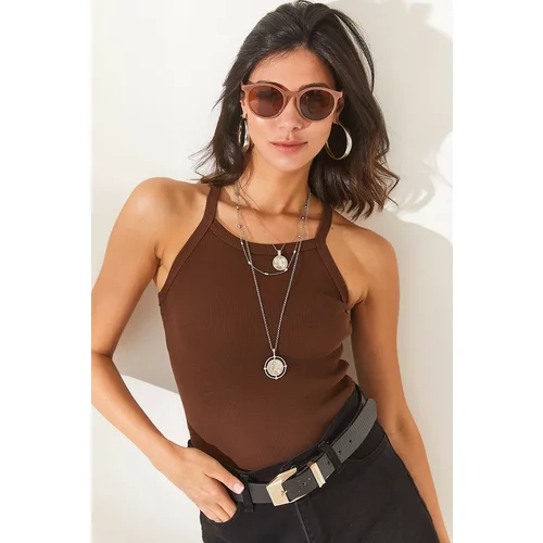 Olalook Women's Bitter Brown Strap Camisole Body
