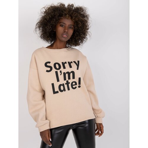 Fashion Hunters Beige oversized sweatshirt with a print without the Francisco hood Slike