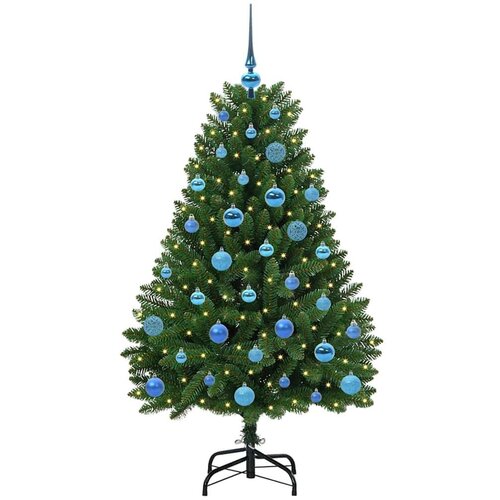 VidaXL Umjetno božićno drvce S LED lampica Zelena 150 cm PVC i metal Slike