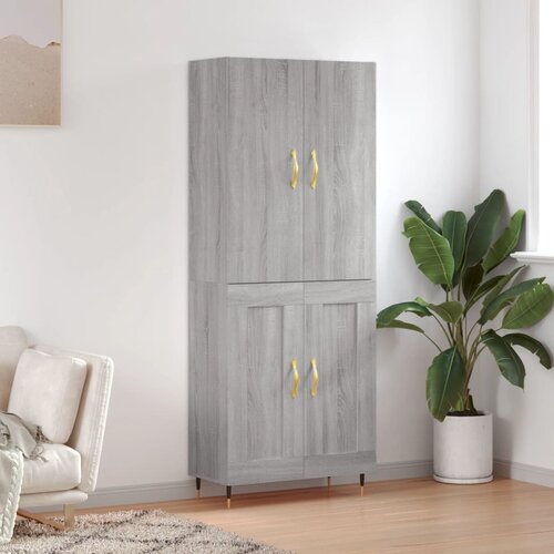 vidaXL Visoka komoda siva sonoma 69,5x34x180 cm inženirski les Cene