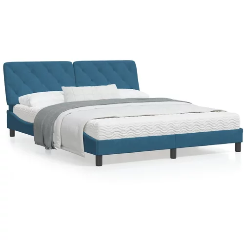 vidaXL Okvir za krevet s uzglavljem plavi 160 x 200 cm baršunasti