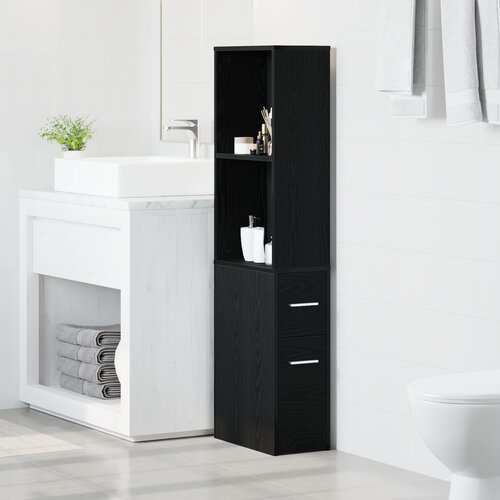 vidaXL Uski kupaonski ormar Crni hrast 22 x 41 x 135 cm Iverica Cijene