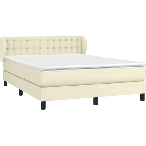  Boxspring - Krevet s oprugama i madracem krem 140x200 cm od umjetne kože - Krema 140 x 200 cm gumbi Slike