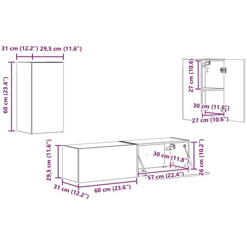  2 pcs Betonski sivi Slike