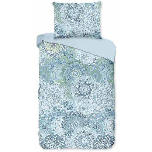 Bonami Selection plava pamučna posteljina za bračni krevet Mandala, 200 x 200 cm