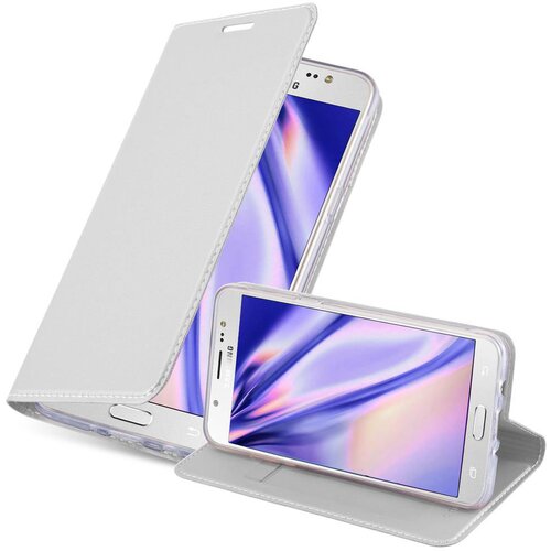 Cadorabo Ohišje, združljivo z Samsung Galaxy J5 2016 v klasično srebrno - Zaščitni ovitek z magnetnim zapiranjem, stoječo funkcijo in režo za kartice, (20558915) Cene