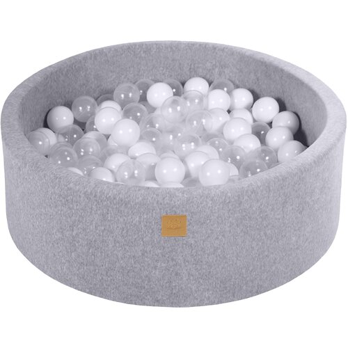 MeowBaby Bazen z žogicami, 90x30 cm z 200 žogicami, žamet, svetlo siva: bela/prozorna, (21295114) Cene