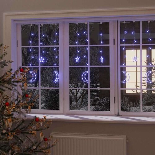 vidaXL Okrasne lučke zvezde in lune z daljincem 345 LED lučk modre Cene