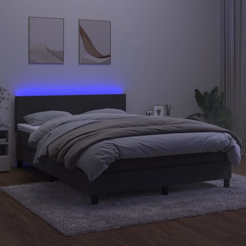  box spring s madracem LED tamnosivi 140x190 cm bar&amp;scaron;un Slike