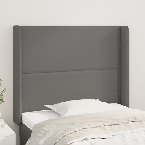  Uzglavlje s u&amp;scaron;ima sivo 103x16x118/128 cm od umjetne kože Slike