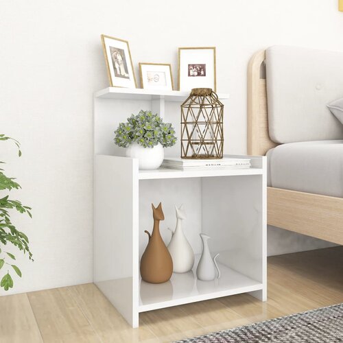 VidaXL Nočna omarica visok sijaj bela 40x35x60 cm iverna plo&amp;scaron;ča Slike