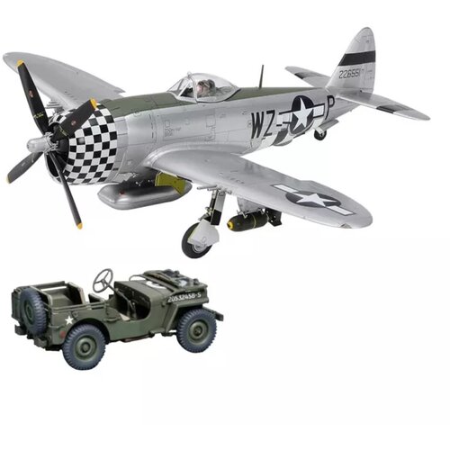 Tamiya model kit aircraft - 1:48 P-47D thunderbolt "bubbletop" & 4x4 light vehicle Cene