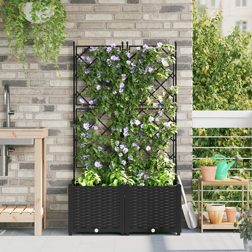 VidaXL Vrtne saksije Crna Plastika 80 x 40 x 143 cm Saksije Slike