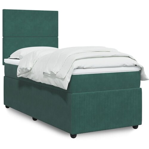 VidaXL Box spring postelja z vzmetnico temno zelena 80x200 cm žamet Slike