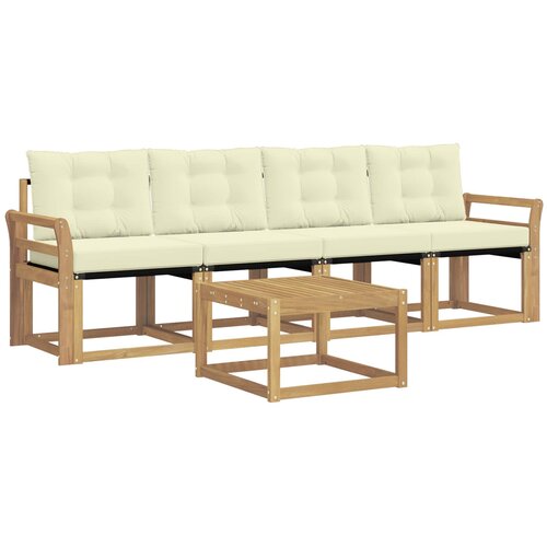 vidaXL Zunanja garnitura za sedenje z blazino 5 pcs Bela in krem, (5000282187) Cene