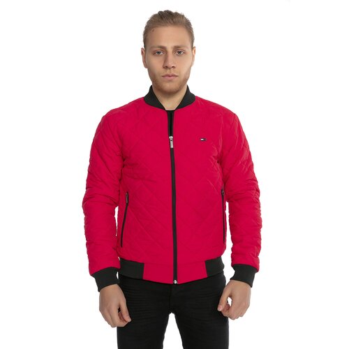River Club Men's Red College Collar, Water And Windproof. Quilted Patterned Fiber-Filled Coat. Slike