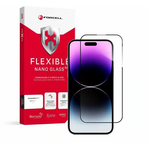 Forcell iPhone 14 Pro Max Screen Film Antibacterial Organic Glass, 5D po&amp;scaron;evni robovi, - crna, (20639040) Slike