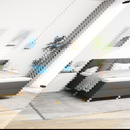 vidaXL Kutijska podnica s madracem tamno siva 140x200 cm, Uzglavlje dizajn dijamantnih blokova tamno sivo 140 cm tkanina Cene