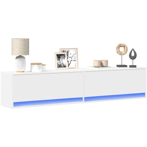  Zidni TV ormarić s LED svjetlima bijeli 180x31x38 cm Slike