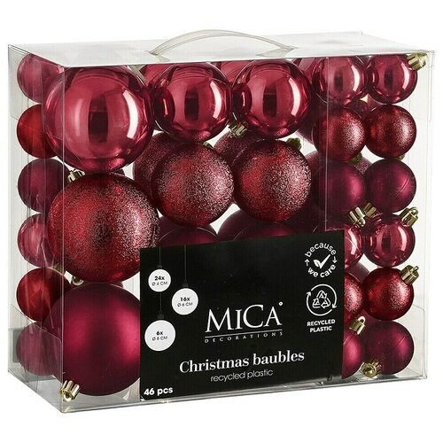 Mica Decorations Božićne kuglice (Tamno crveno, Plastika, Promjer: 4 cm - 8 cm, 46 Kom.) Cijene
