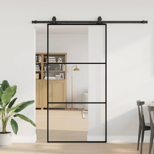 vidaXL Klizna vrata s priborom crna 102 x 205 cm od ESG stakla Cijene