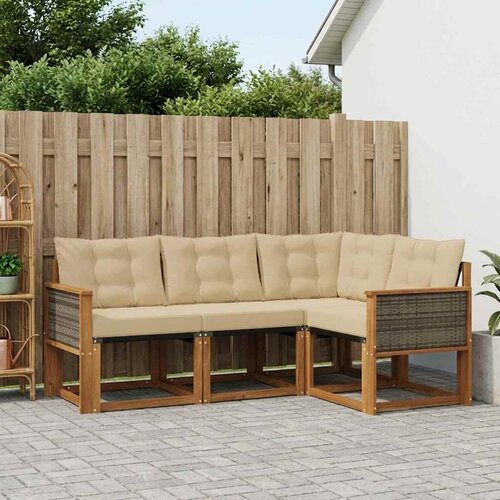  Set vanjskih sofa 4 kom. Prirodna i bež Smeđa 183,5 x 124,5 x 73 cm Cene